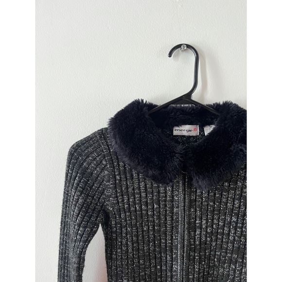 Y2K SPARKLY SWEATER W/FAUX FUR TRIM - Picture 4 of 5